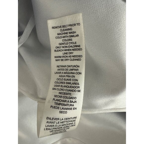 White House Black Market Blue Floral Print Sheath Dress w/Bow Belt Size 14 - Picture 8 of 9